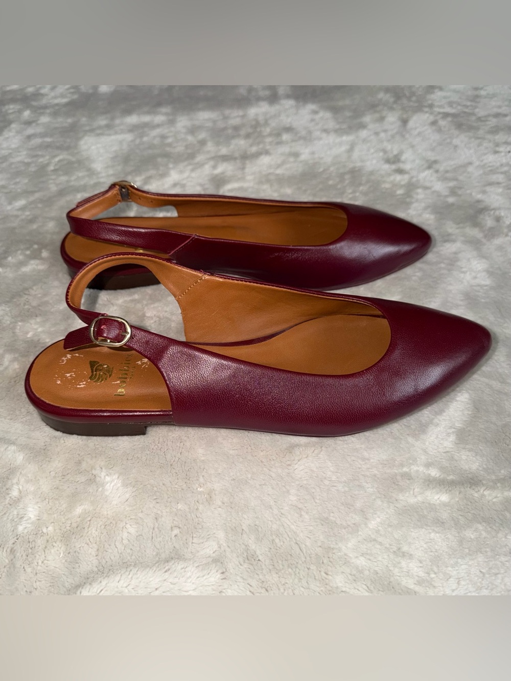 Bobbies Paris Anouk Square Toe Ballet Flats In Garnet Wimen’s Size 39 - Picture 4 of 10